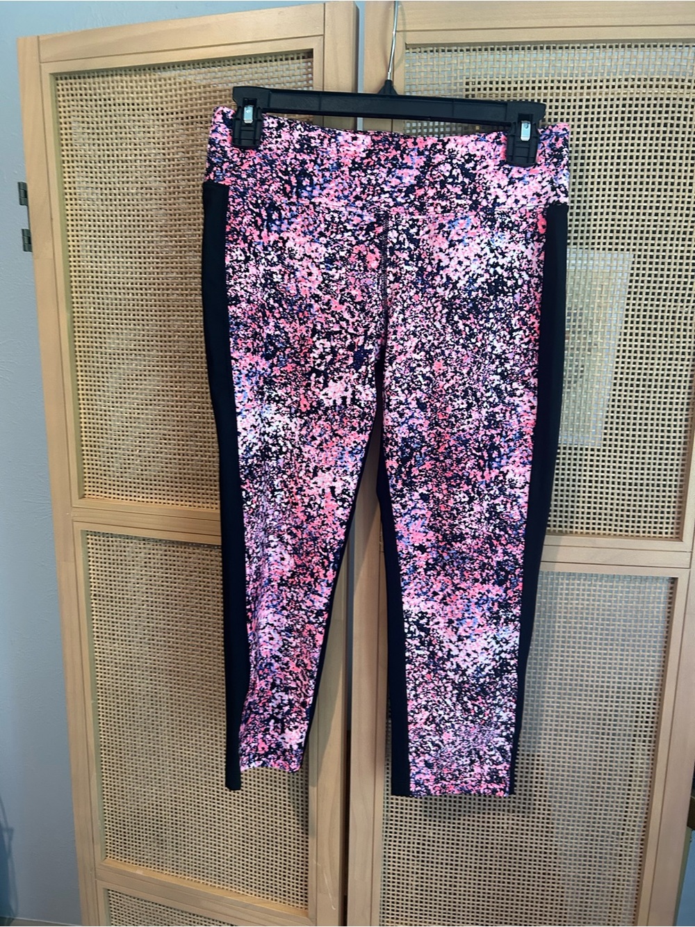Calvin Klein Performance Pink Speckle Leggings with Black Side Panels